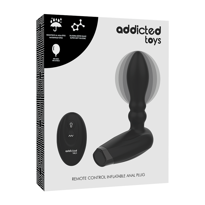 ADDICTED TOYS - TAPÓN INFLABLE CON CONTROL REMOTO - 10 MODOS DE VIBRACIÓN