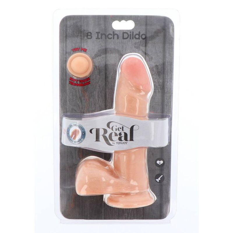 GET REAL - DILDO DE DOBLE DENSIDAD 18 CM BOLAS PIEL