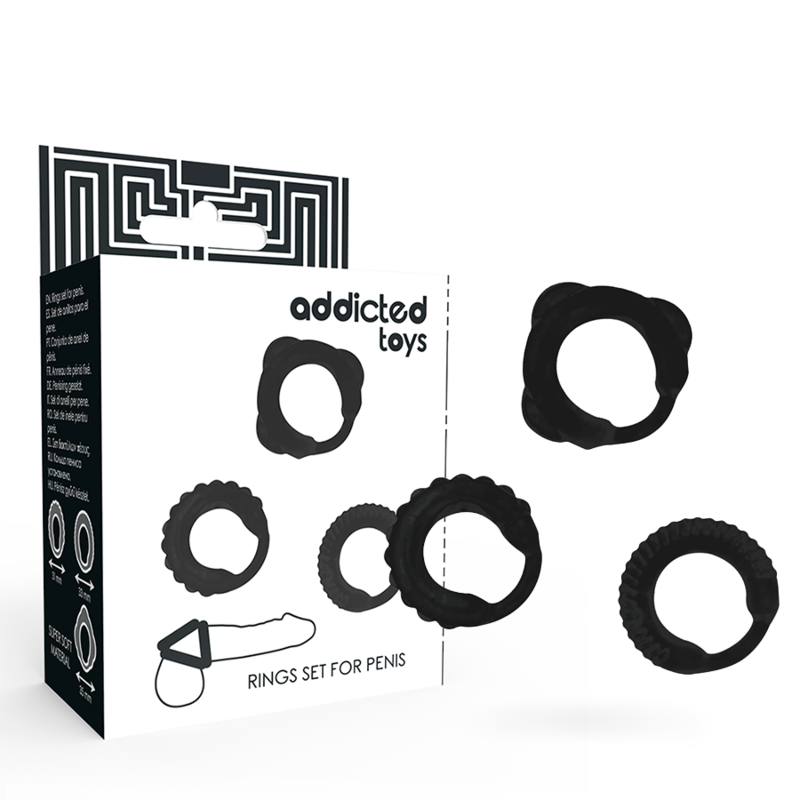JUGUETES ADICTO - SET DE ANILLOS EN C NEGROS