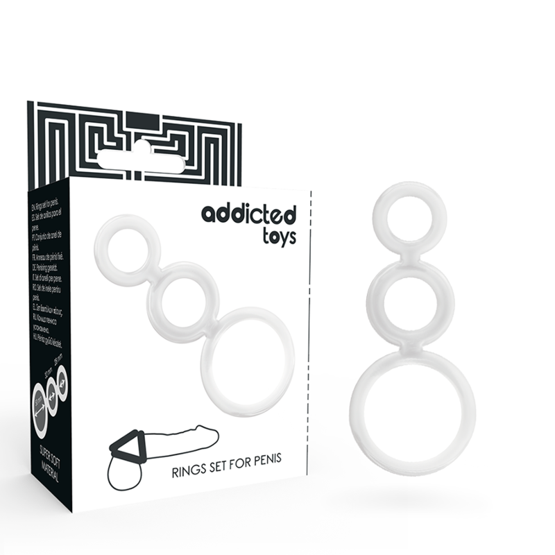 JUGUETES ADICTO - SET DE ANILLOS PARA EL PENE TRANSPARENTES