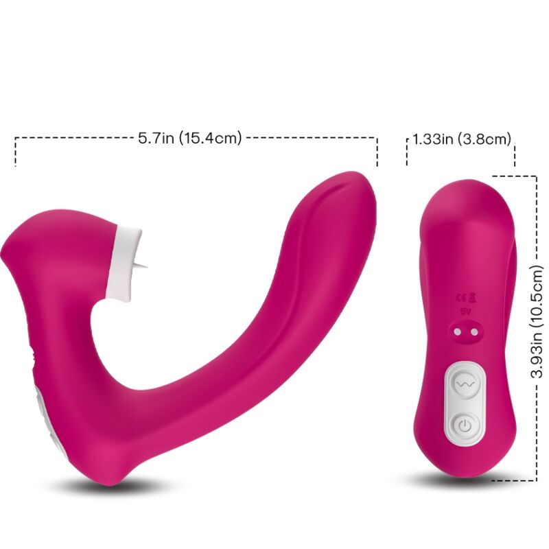 ARMONY - SECRETKISS LIMPIADOR DE CLÍTORIS VIBRADOR Y VIBRADOR CURVO FUCSIA