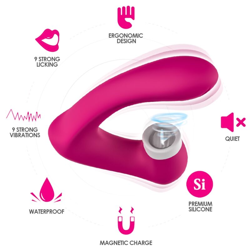 ARMONY - SECRETKISS LIMPIADOR DE CLÍTORIS VIBRADOR Y VIBRADOR CURVO FUCSIA