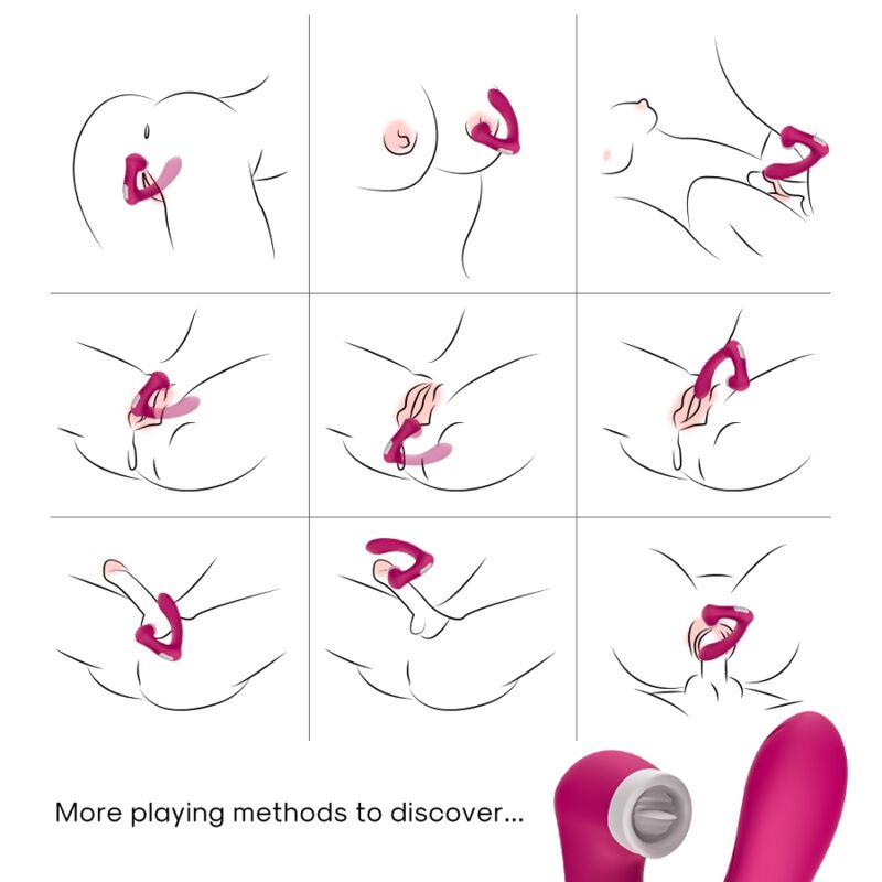 ARMONY - SECRETKISS LIMPIADOR DE CLÍTORIS VIBRADOR Y VIBRADOR CURVO FUCSIA