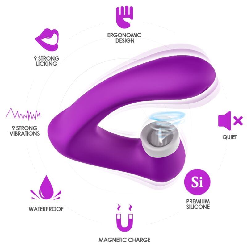 ARMONY - SECRETKISS LIMPIADOR DE CLÍTORIS VIBRADOR Y VIBRADOR CURVO MORADO