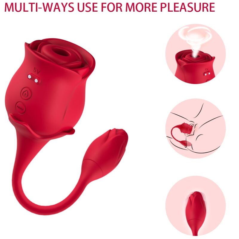 ARMONY - ROSE LICKING VIBRADOR DE CLÍTORIS Y VIBRADOR 10 MODOS ROJO