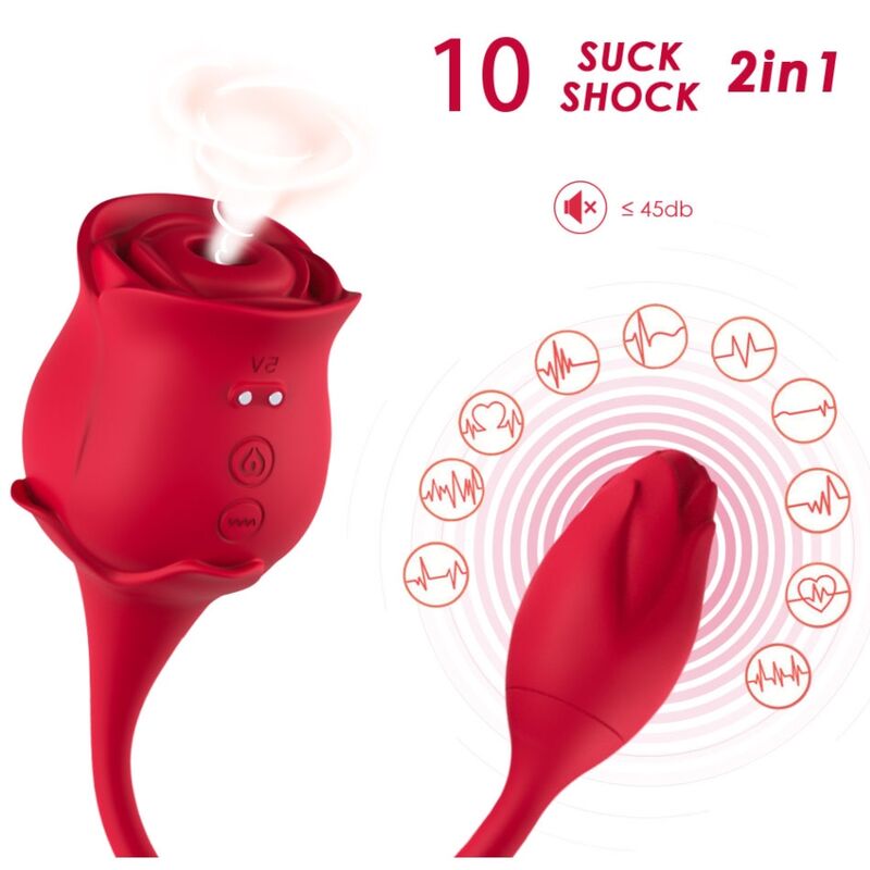 ARMONY - ROSE LICKING VIBRADOR DE CLÍTORIS Y VIBRADOR 10 MODOS ROJO