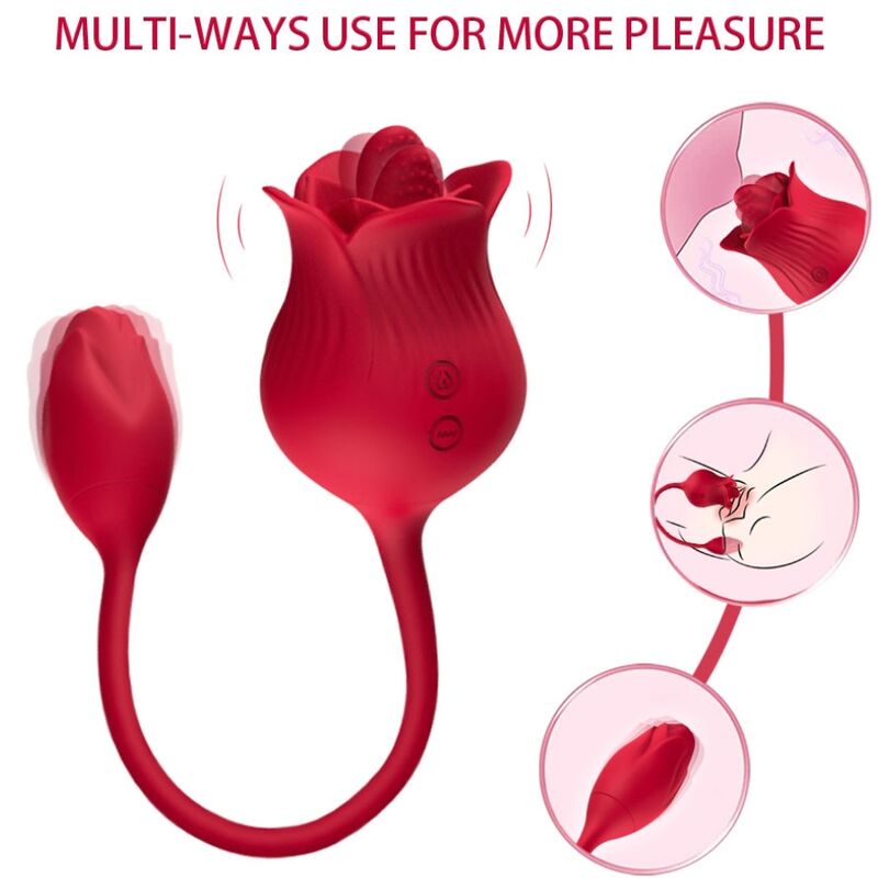 ARMONY - VIBRADOR ESTIMULADOR DE CLÍTORIS ROSA CON COLA 10 MODOS ROJO