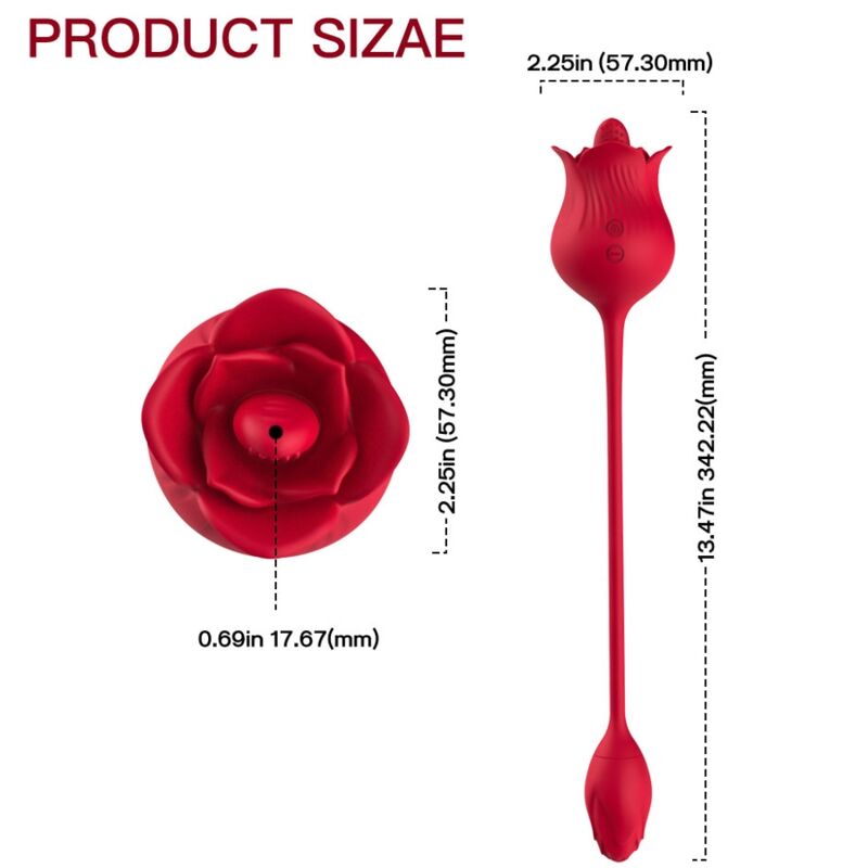 ARMONY - VIBRADOR ESTIMULADOR DE CLÍTORIS ROSA CON COLA 10 MODOS ROJO