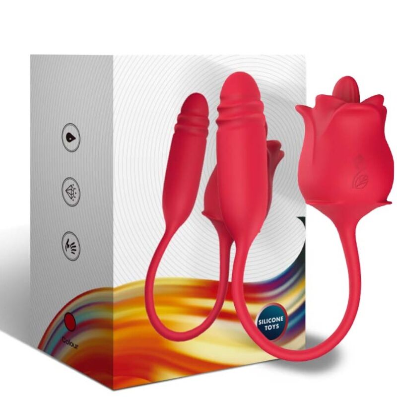 ARMONY - ROSE 3 EN 1, ESTIMULADOR, SUCCIÓN Y SUBIDA Y BAJADA CON COLA ROJA