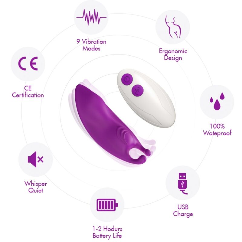 ARMONY - HONEYBEE BRAGUITAS VIBRADORAS CON CONTROL REMOTO PUNTO G MORADO