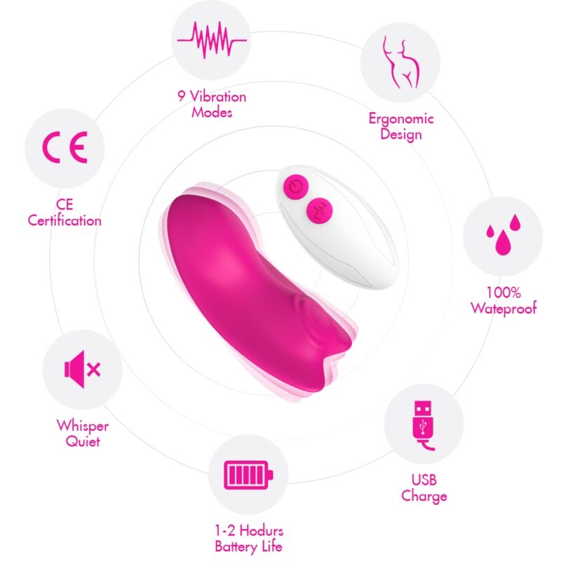ARMONY - BRAGUITAS VIBRADORAS CON CONTROL REMOTO MARIPOSA ROSA