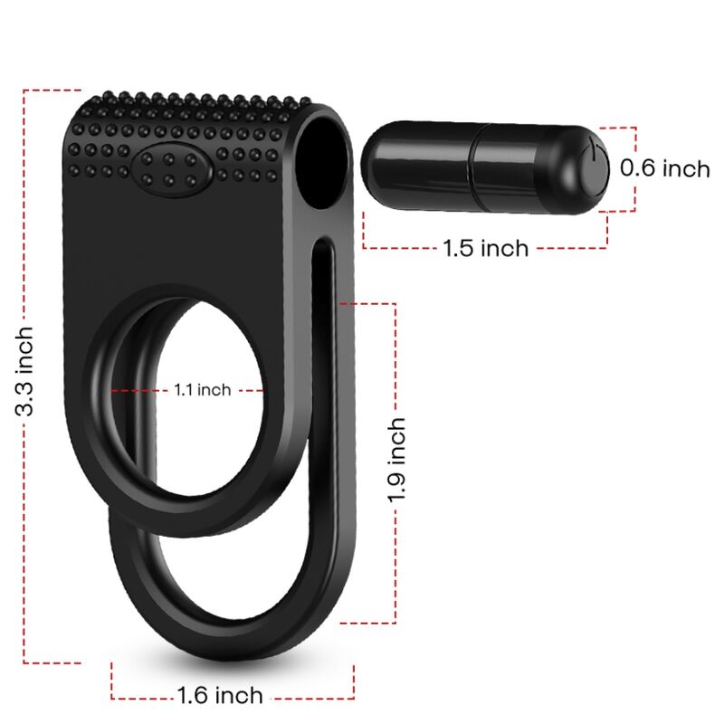 ARMONY - TWINS ANILLO VIBRADOR DOBLE PARA PAREJAS NEGRO