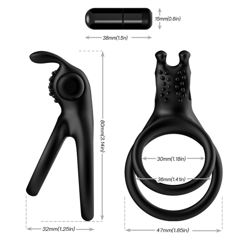 ARMONY - ANILLO VIBRADOR DOBLE TRAVELER PARA PAREJAS CONEJO NEGRO