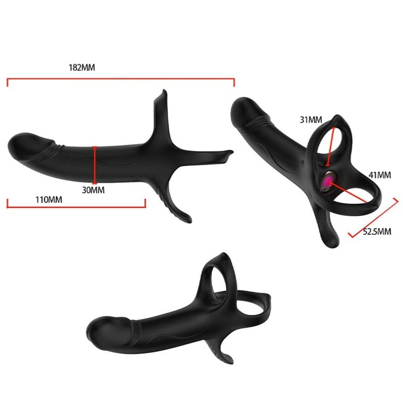ARMONY - DILDO CON ANILLO Y VIBRADOR CONTROL REMOTO NEGRO