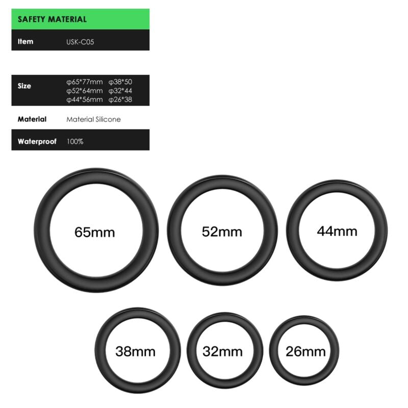 ARMONY - ANILLOS DE SEGURIDAD SILICONA NEGRO