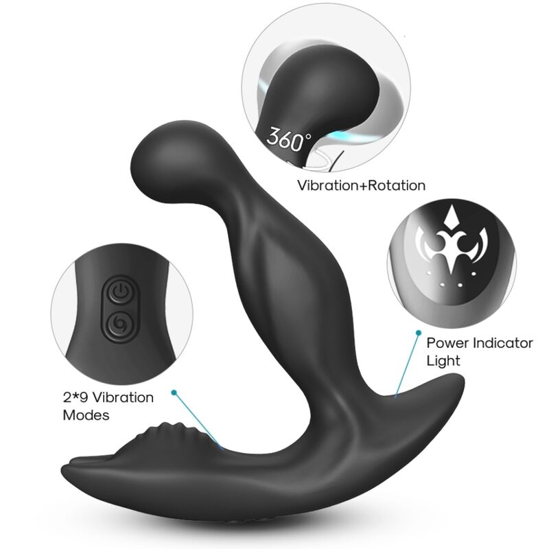 ARMONY - BAT KING VIBRADOR ANAL DE PRÓSTATA ROTADOR CONTROL REMOTO NEGRO