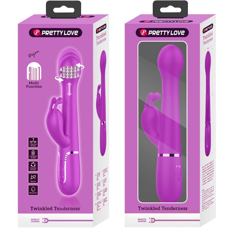 PRETTY LOVE - VIBRADOR DEJON RABBIT 3 EN 1 MULTIFUNCIÓN VIOLETA