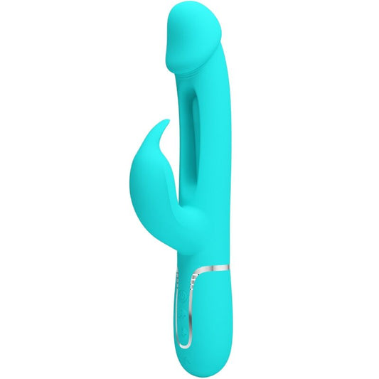 PRETTY LOVE - KAMPAS RABBIT VIBRADOR MULTIFUNCIÓN 3 EN 1 CON LENGUA VERDE AGUA