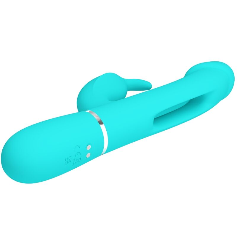PRETTY LOVE - KAMPAS RABBIT VIBRADOR MULTIFUNCIÓN 3 EN 1 CON LENGUA VERDE AGUA