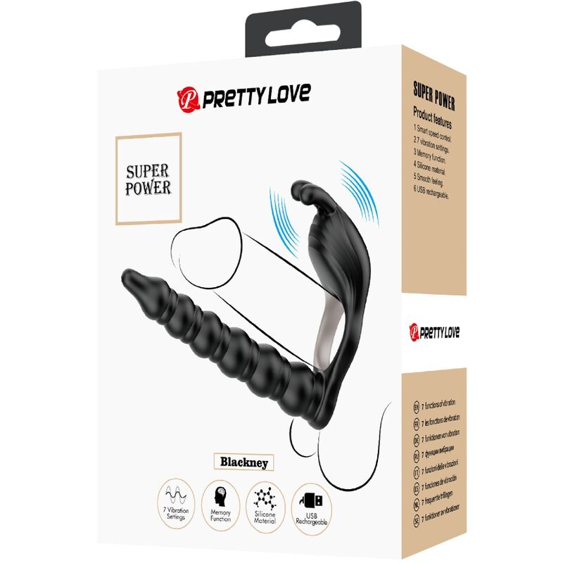 PRETTY LOVE - ANILLO PARA EL PENE BLACKNEY CON TAPÓN VIBRADOR NEGRO