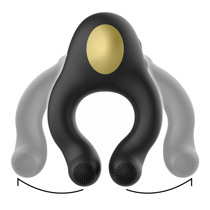 ARMONY - ANILLO VIBRADOR DE SILICONA 3 MOTORES RECARGABLE NEGRO - DORADO