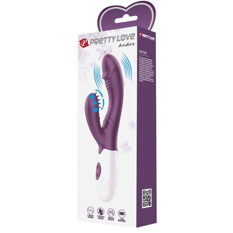 PRETTY LOVE - VIBRADOR CONEJO ANDRE Y ESTIMULADOR DEL PUNTO G MORADO