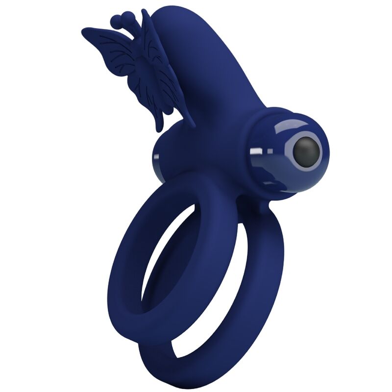 PRETTY LOVE - JAMELE ANILLO DOBLE CON VIBRACIÓN Y ESTIMULADOR MARIPOSA AZUL