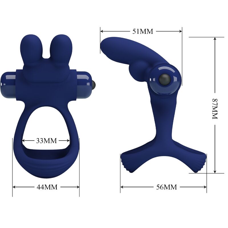 PRETTY LOVE - FRANCISCO ANILLO VIBRADOR DOBLE CONEJO AZUL