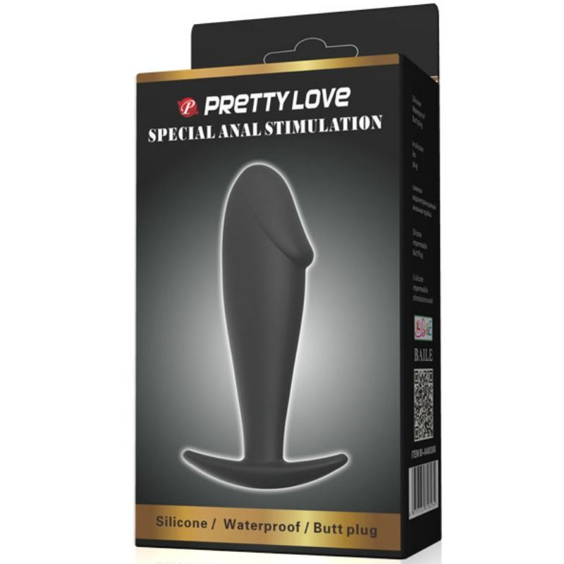 PRETTY LOVE - PLUG ANAL DE SILICONA CON FORMA DE PENE NEGRO