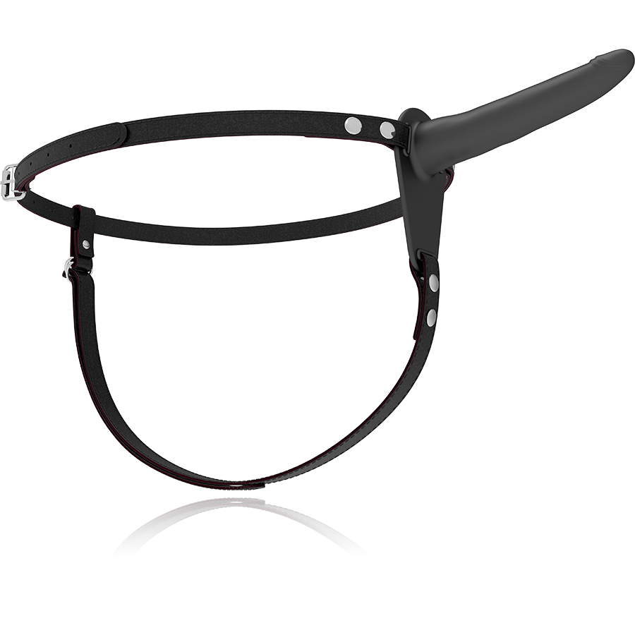 ARNÉS FETISH SUBMISSIVE - VIBRADOR DE SILICONA NEGRO 15 CM