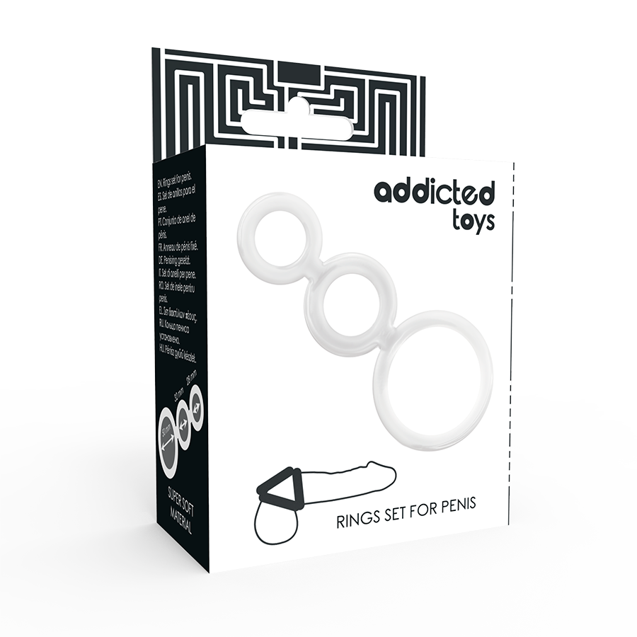 JUGUETES ADICTO - SET DE ANILLOS PARA EL PENE TRANSPARENTES