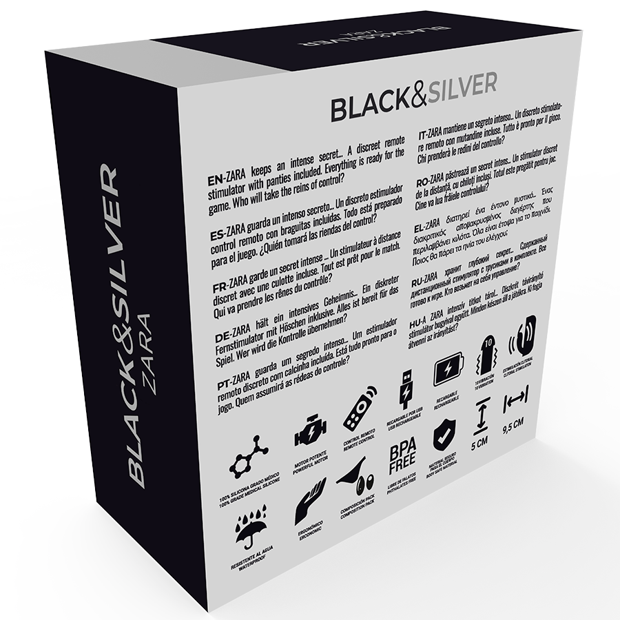 BLACK&SILVER - ESTIMULADOR DE CONTROL REMOTO ZARA CON BRAGUITA GRATIS