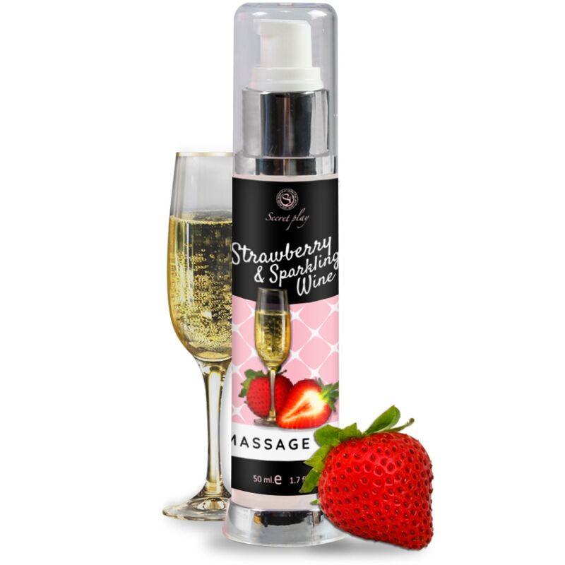 SECRETPLAY - ACEITE DE MASAJE DE FRESA Y VINO ESPUMOSO 50 ML
