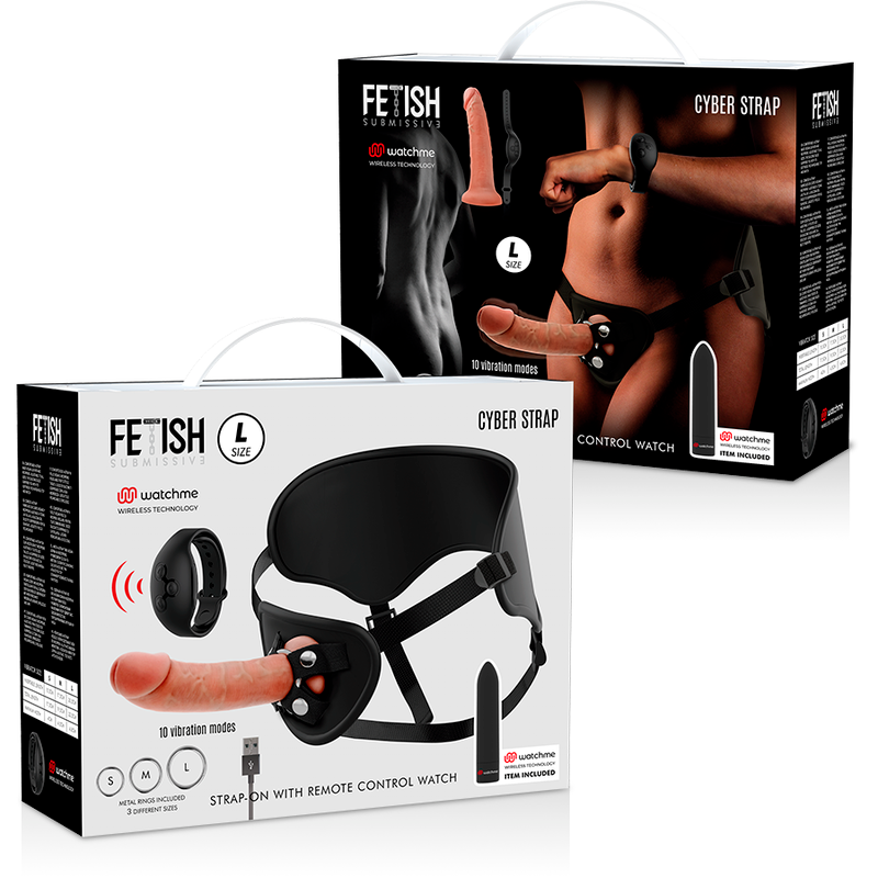 FETISH SUBMISSIVE CYBER STRAP - ARNÉS CON DILDO Y BALA CONTROL REMOTO WATCHME L TECHNOLOGY