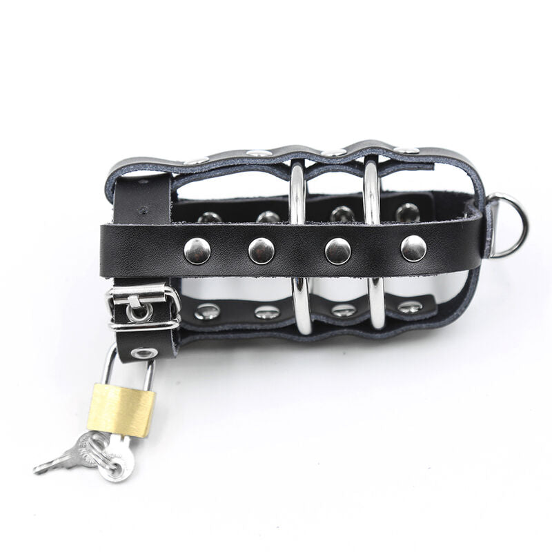 OHMAMA FETISH - FUNDA DE CUERO CON ANILLAS METÁLICAS Y CANDADO