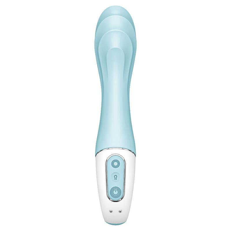 SATISFYER - VIBRADOR CON BOMBA DE AIRE 5+ VIBRADOR INFLABLE PARA PUNTO G CON APLICACIÓN AZUL