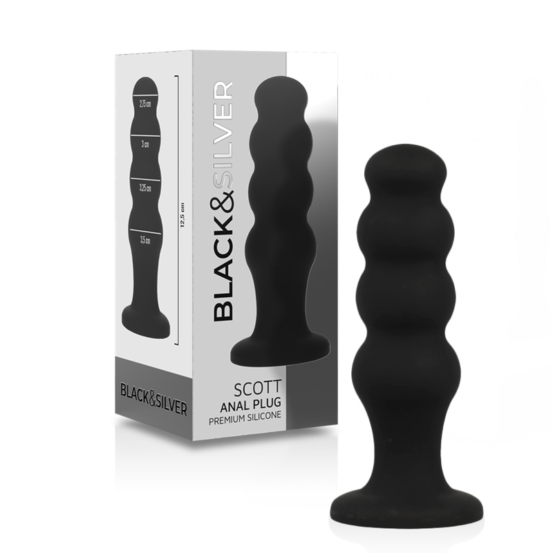 NEGRO Y PLATA - PLUG ANAL DE SILICONA PREMIUM SCOTT NEGRO
