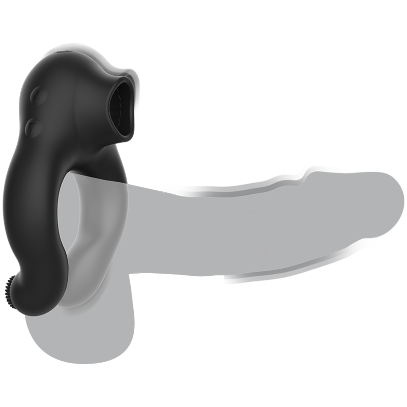 NEGRO Y PLATA - ANILLO VIBRADOR DE SILICONA 3 MOTORES RECARGABLE NEGRO