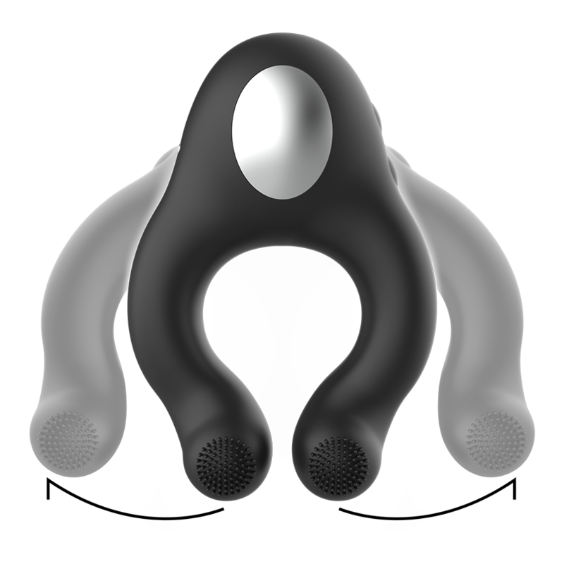 NEGRO Y PLATA - ANILLO VIBRADOR DE SILICONA 3 MOTORES RECARGABLE NEGRO