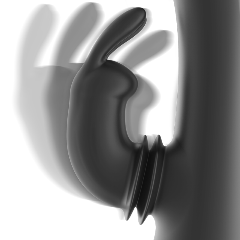 NEGRO Y PLATA - ESTIMULADOR DE CONEJO DE SILICONA RECARGABLE DJ ADAM NEGRO