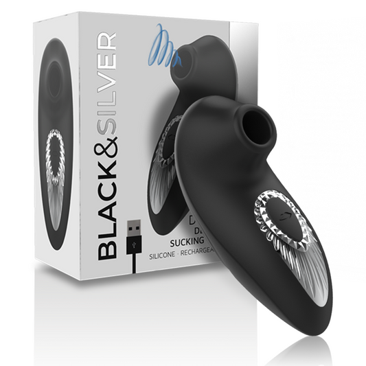BLACK&amp;SILVER - DRAKE DELUXE VIBRADOR SUCCIONADOR RECARGABLE DE SILICONA NEGRO