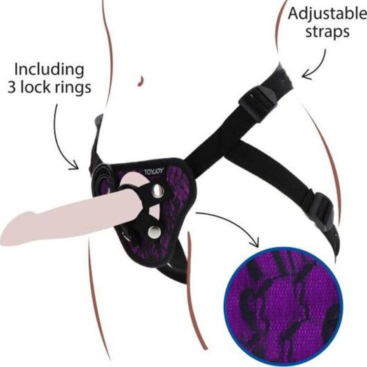 GET REAL - ARNÉS DE ENCAJE CON CORREA MORADO