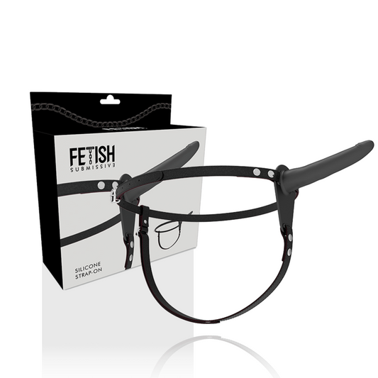 ARNÉS FETISH SUBMISSIVE - SILICONA NEGRA 15 CM