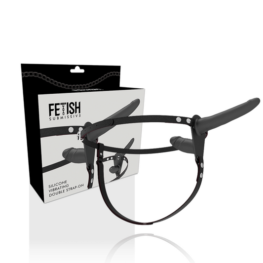 ARNÉS FETISH SUBMISSIVE - DOBLE PENETRACIÓN VIBRADOR NEGRO