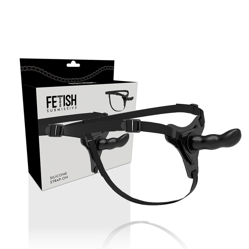 ARNÉS FETISH SUBMISSIVE - SILICONA NEGRA PUNTO G 16 CM