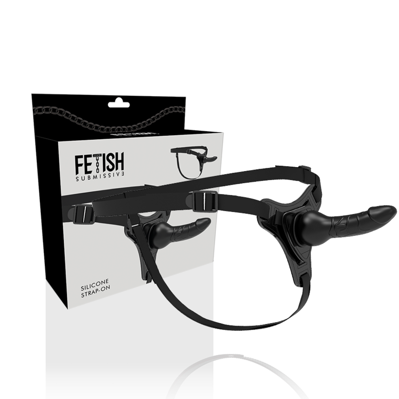 ARNÉS SUMISO FETICHE - SILICONA NEGRA REALISTA 16 CM