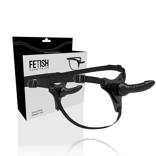 ARNÉS SUMISO FETICHE - SILICONA NEGRA REALISTA 16 CM