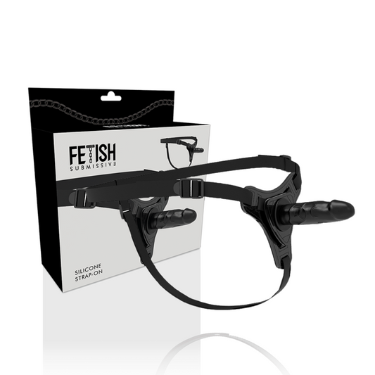 ARNÉS FETISH SUBMISSIVE - SILICONA NEGRA REALISTA 15 CM