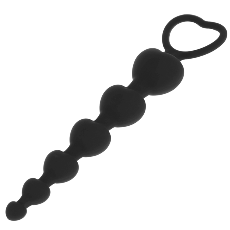 NEGRO Y PLATA - MILA CADENA ANAL DE CORAZONES 18 CM