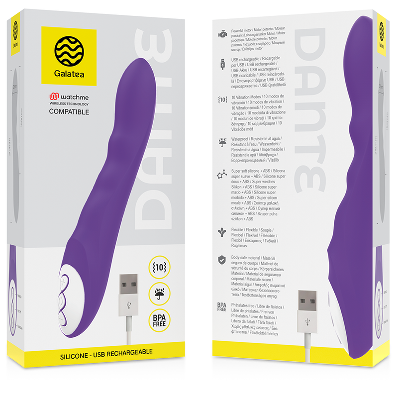 GALATEA - VIBRADOR DANTE LILA COMPATIBLE CON LA TECNOLOGÍA INALÁMBRICA WATCHME